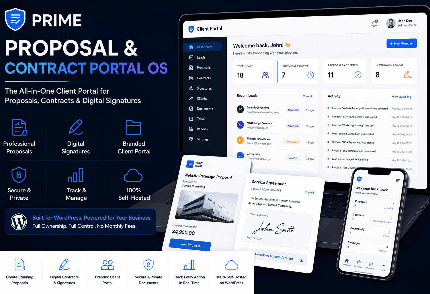 Prime Proposal & Contract Portal OS - Self-Hosted WordPress Plugin - Alternative to Pandadoc